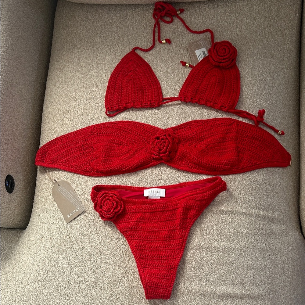 Meshki Red Rose Crochet Bikini Set